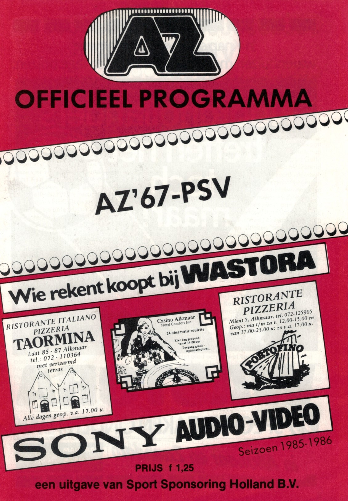 AZ Programma 29-maa-1986 PSV thuis